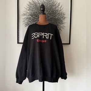 Esprit Black Crewneck Sweatshirt with White Logo and Red EST 1968